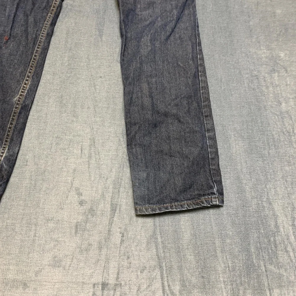 Levi's 514 Jeans Mens 30x30 Blue Denim Distressed Dark Wash Straight Fit Cozy
